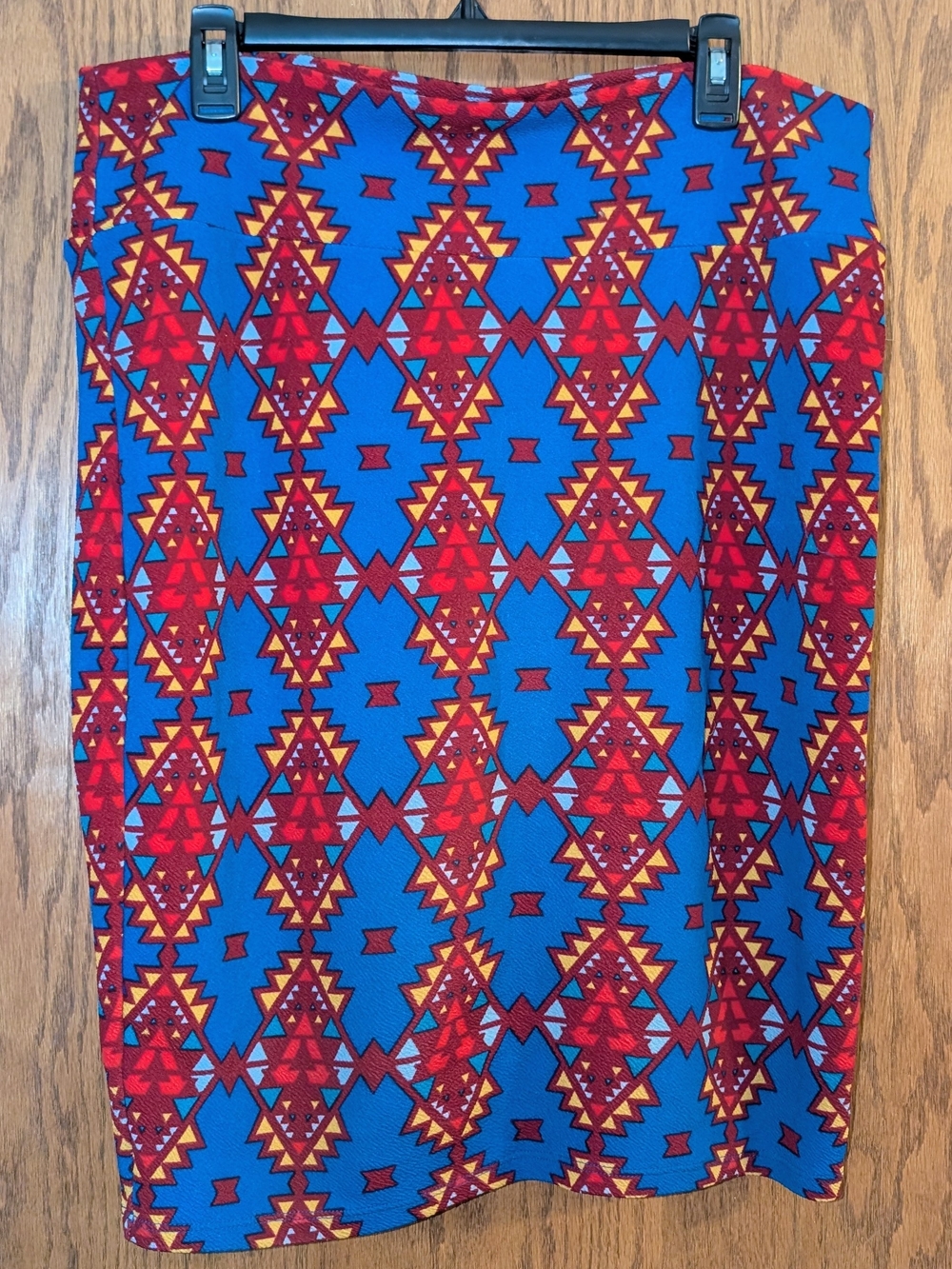 LuLaRoe Blue Red Geometric Pencil Skirt